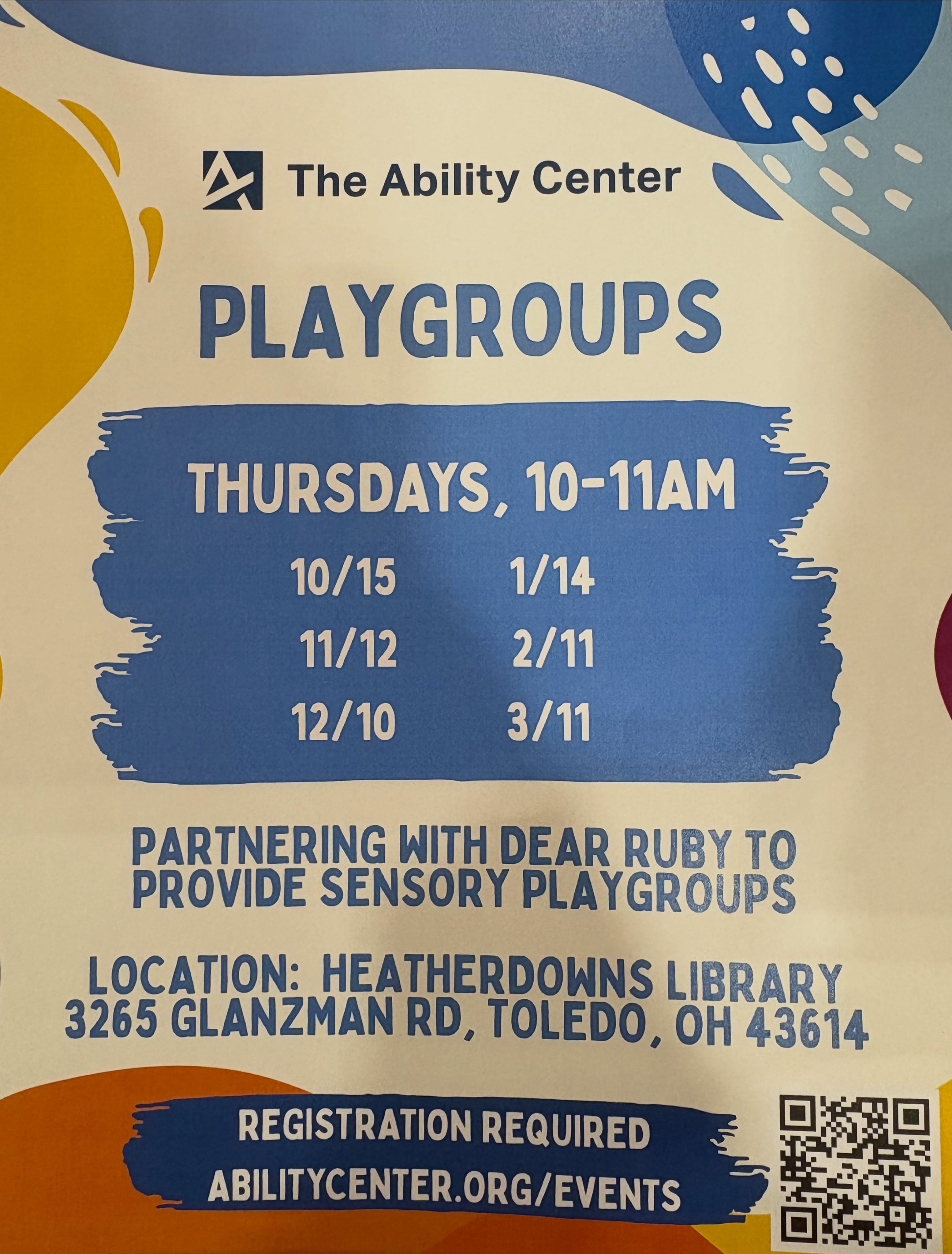 ability center playgroup dates